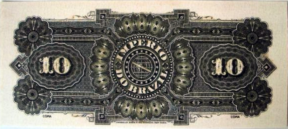 Reverso de 10 mil-réis (1883-1886) - 1869-1889 Tesouro Nacional, American Bank Note¹