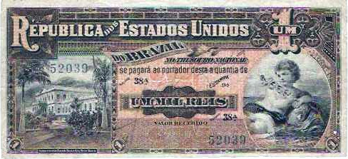 Anverso de 1 mil-réis (1917) - 1889-1942 Estados Unidos do Brasil