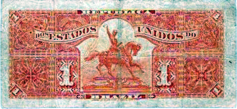 Reverso de 1 mil-réis (1917) - 1889-1942 Estados Unidos do Brasil