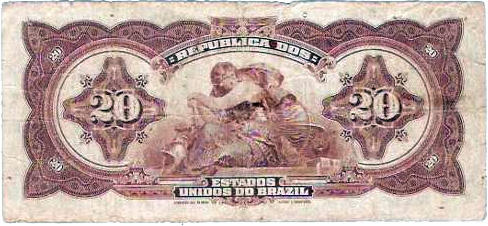 Reverso de 20 mil-réis (1919) - 1889-1942 Estados Unidos do Brasil