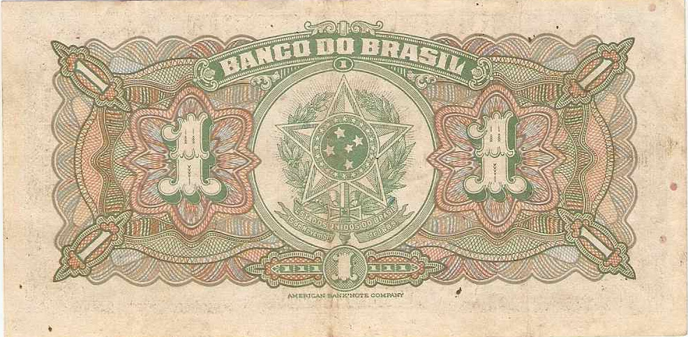 Reverso de cédula da série 1923-1930 Banco do Brasil