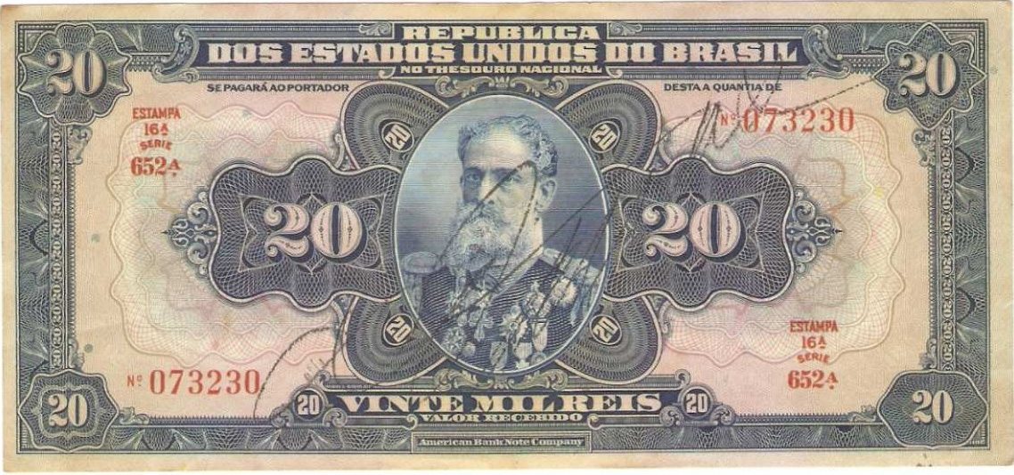 Anverso de 20 mil-réis (1924-1942) - 1924-1942 Tesouro Nacional, American Bank Note²
