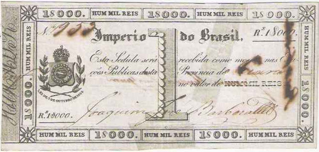 Anverso Cédula 1$000 - 1833-1833 Troco do Cobre - Ceará