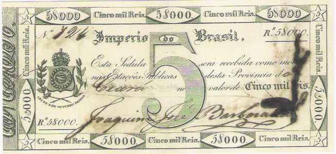 Anverso de 5 mil-réis (1833) - 1833-1833 Troco do Cobre - Ceará