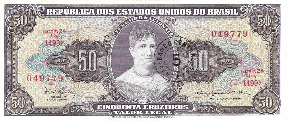 5 centavos de cruzeiro novo (1966-1967) - 1967-1967 Cruzeiros Novos, Cruzeiros carimbados