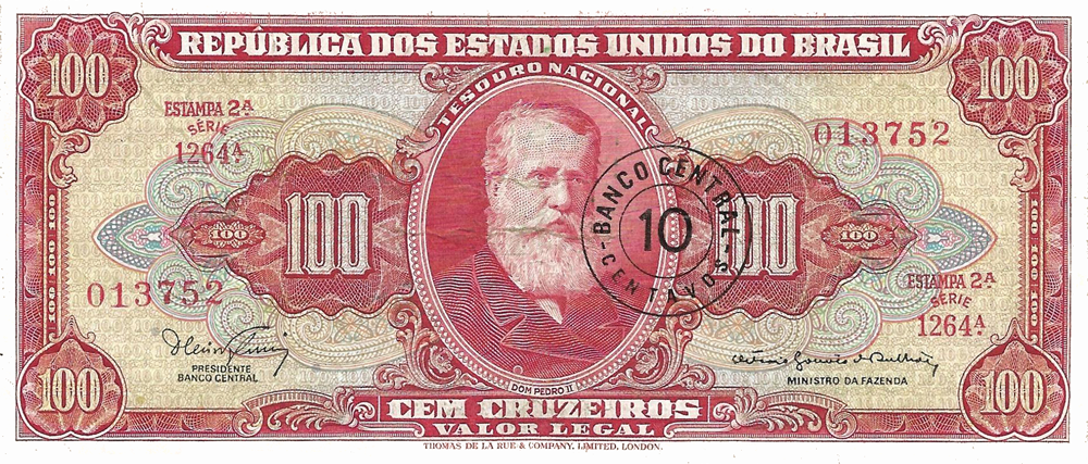 10 centavos de cruzeiro novo (1966-1967) - 1967-1967 Cruzeiros Novos, Cruzeiros carimbados