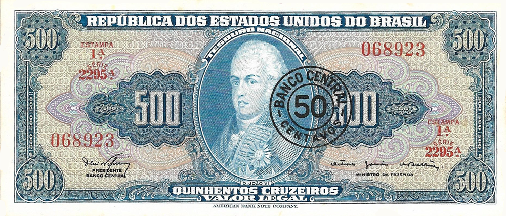 50 centavos de cruzeiro novo (1967) - 1967-1967 Cruzeiros Novos, Cruzeiros carimbados