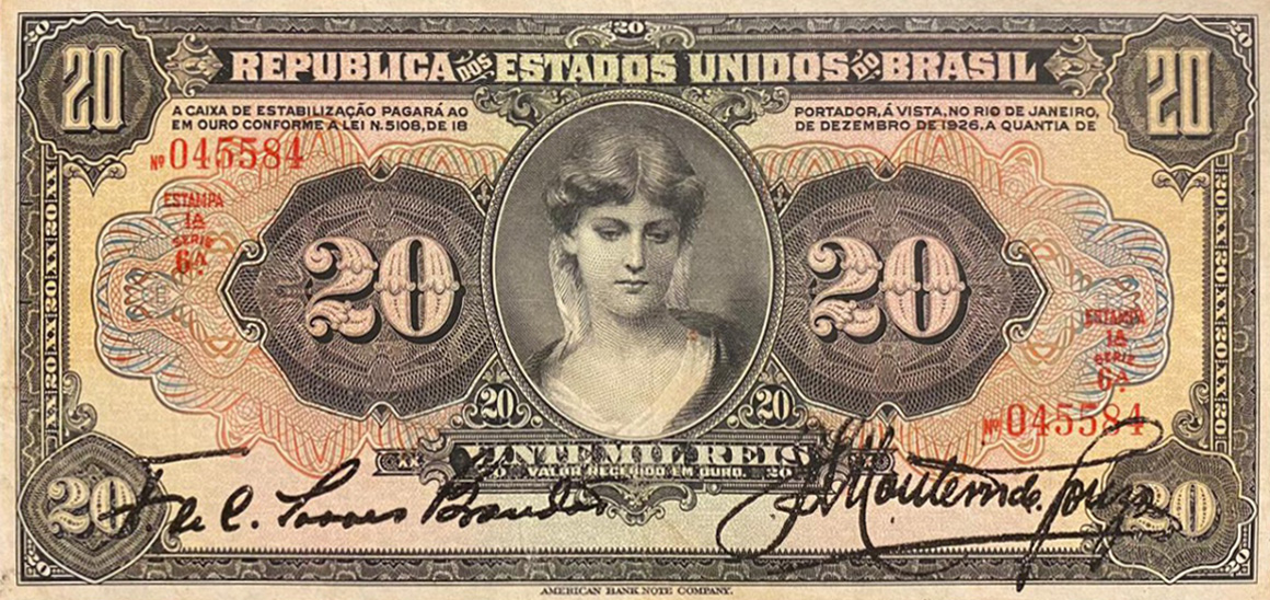 20 mil-réis (1926) - 1925-1927 Caixa de Estabilização, American Bank Note