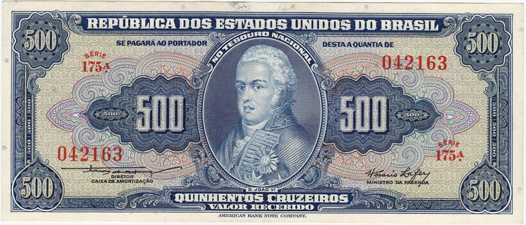500 cruzeiros (1953) - 1943-1968 Cruzeiros, American Bank Note
