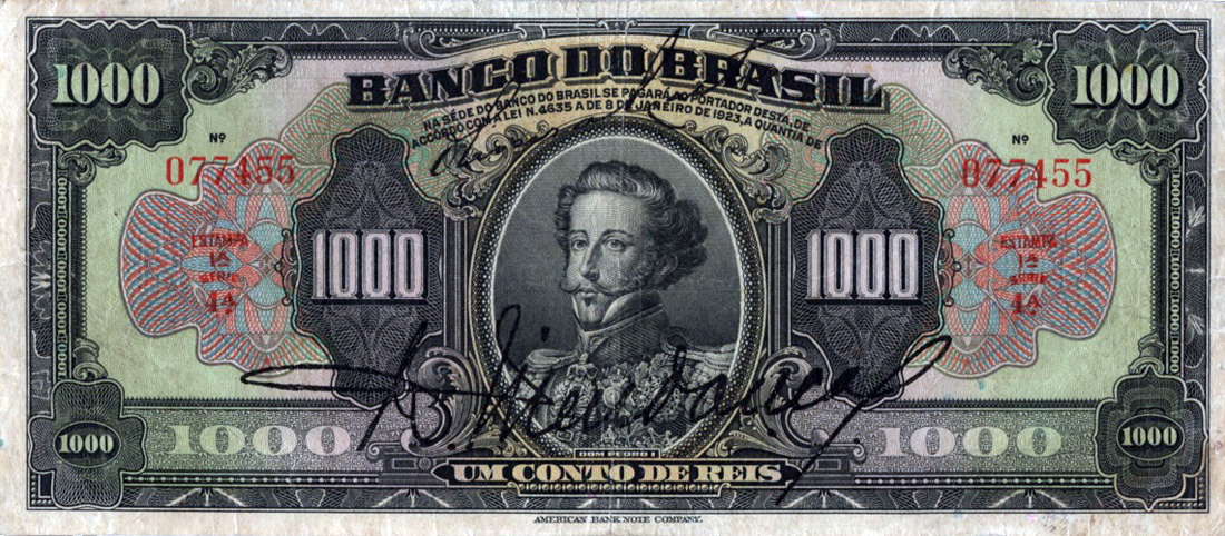 1 conto de réis (1923) - 1923-1930 Banco do Brasil
