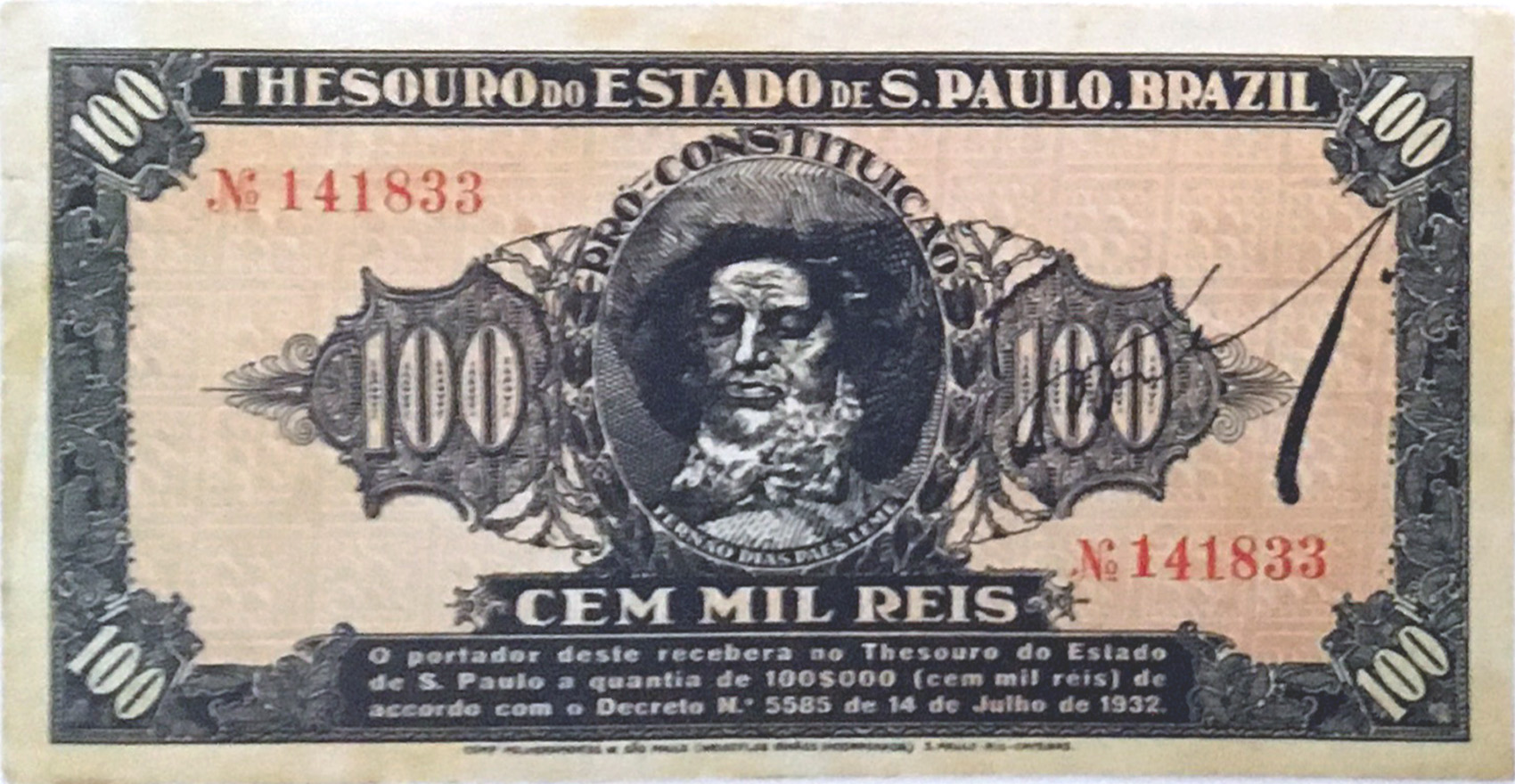 100 mil-réis (1932) - 1932-1932 Revolução Constitucionalista de 1932