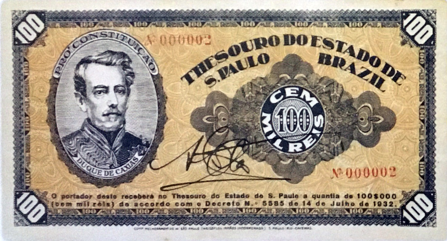 100 mil-réis (1932) - 1932-1932 Revolução Constitucionalista de 1932