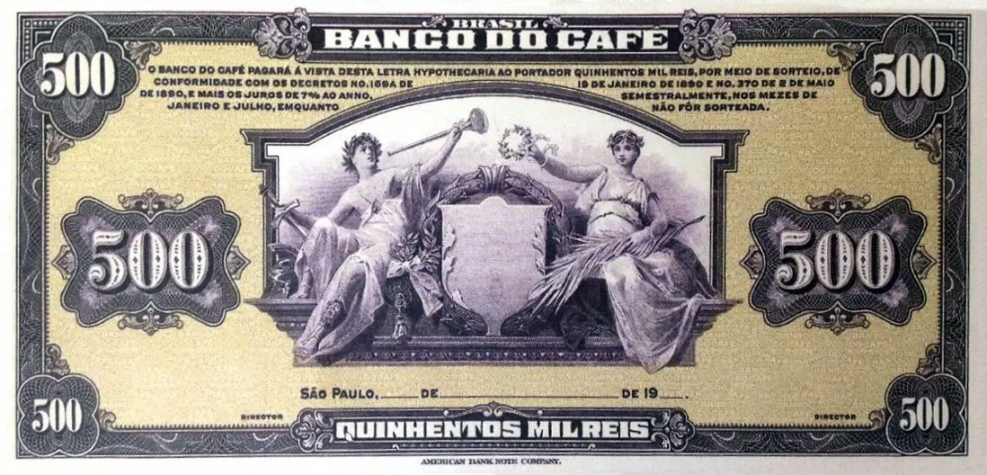 Anverso de 500 mil-réis (1890) - 1890-1890 Banco do Café, São Paulo