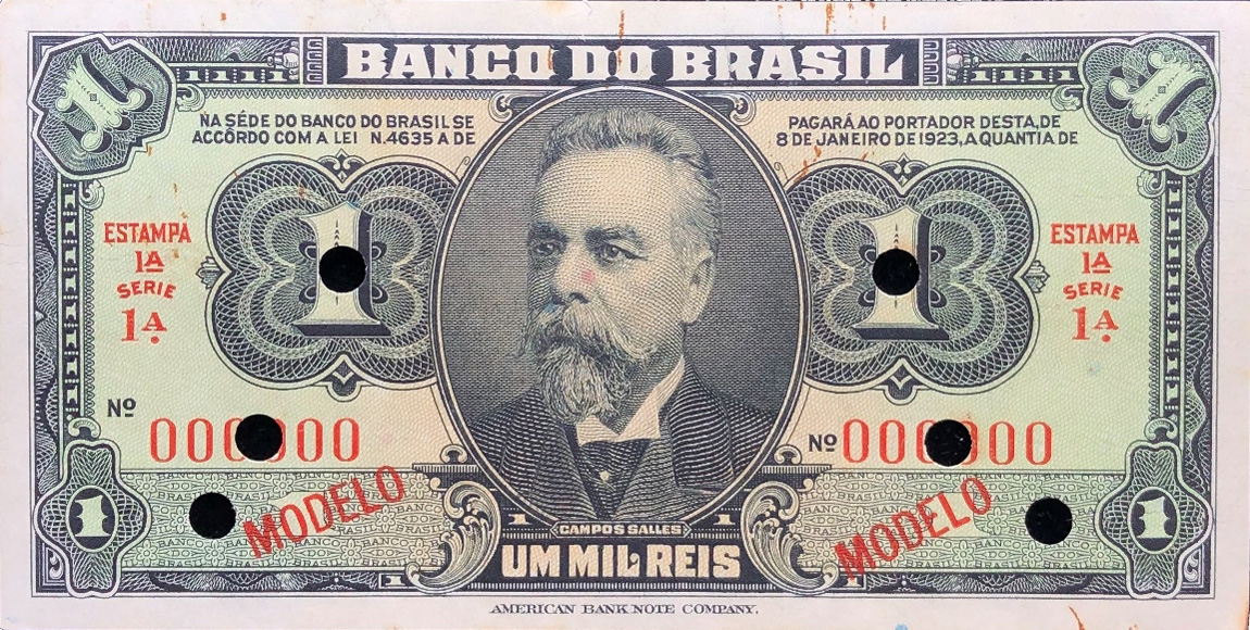1 mil-réis (1923) - 1923-1930 Banco do Brasil, Modelos