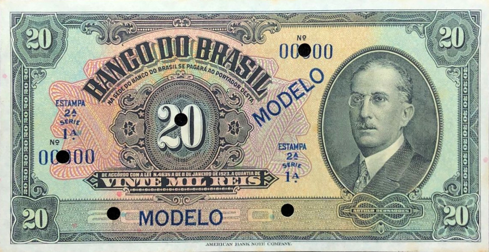 20 mil-réis (1930) - 1923-1930 Banco do Brasil, Modelos