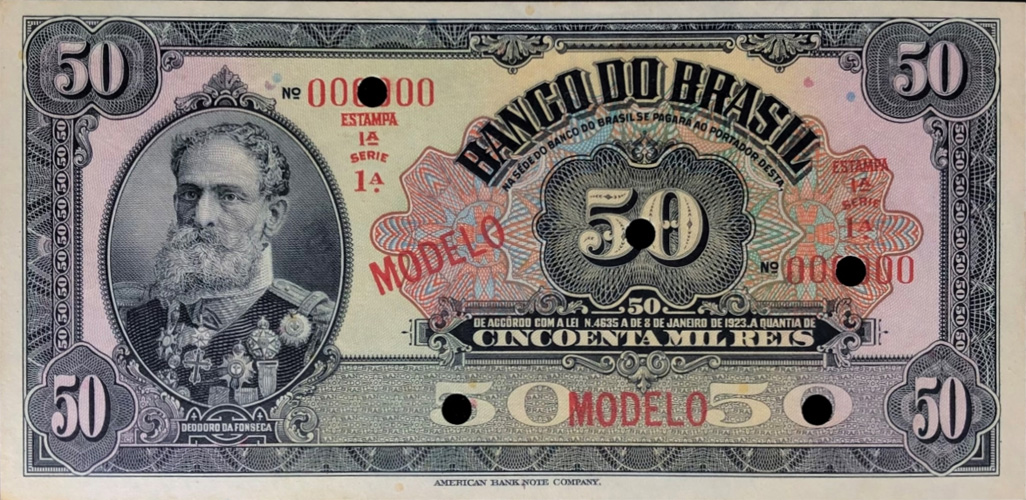 50 mil-réis (1923) - 1923-1930 Banco do Brasil, Modelos