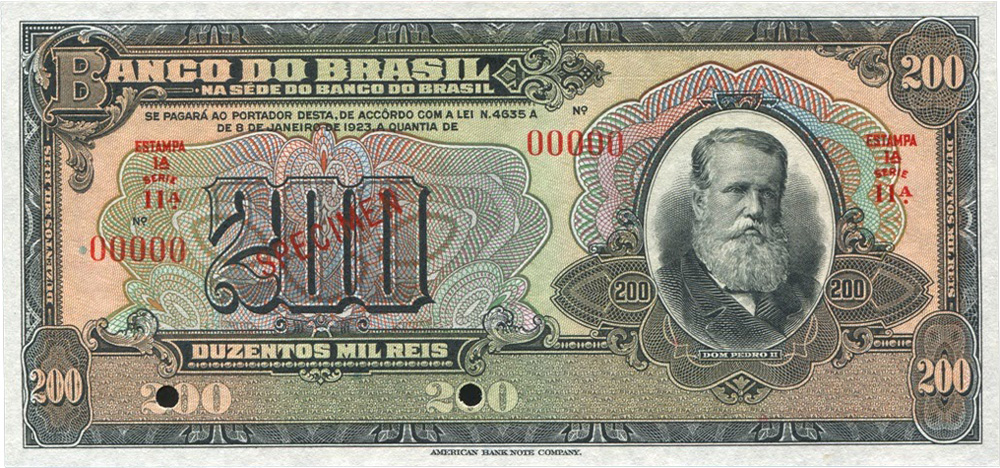 200 mil-réis (1923) - 1923-1930 Banco do Brasil, Espécimes