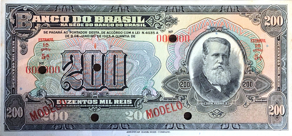 200 mil-réis (1923) - 1923-1930 Banco do Brasil, Modelos