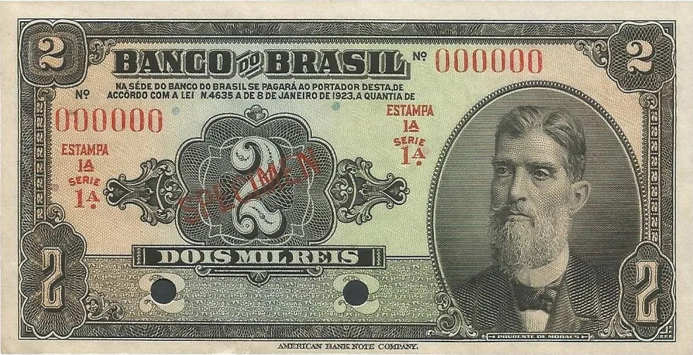 2 mil-réis (1923) - 1923-1930 Banco do Brasil, Espécimes