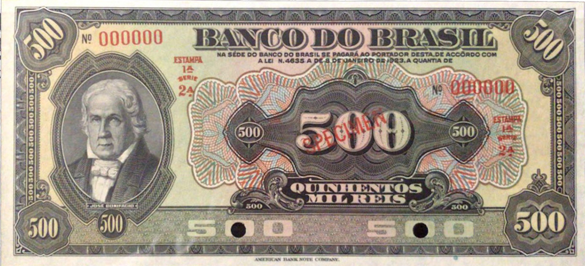 500 mil-réis (1923) - 1923-1930 Banco do Brasil, Espécimes