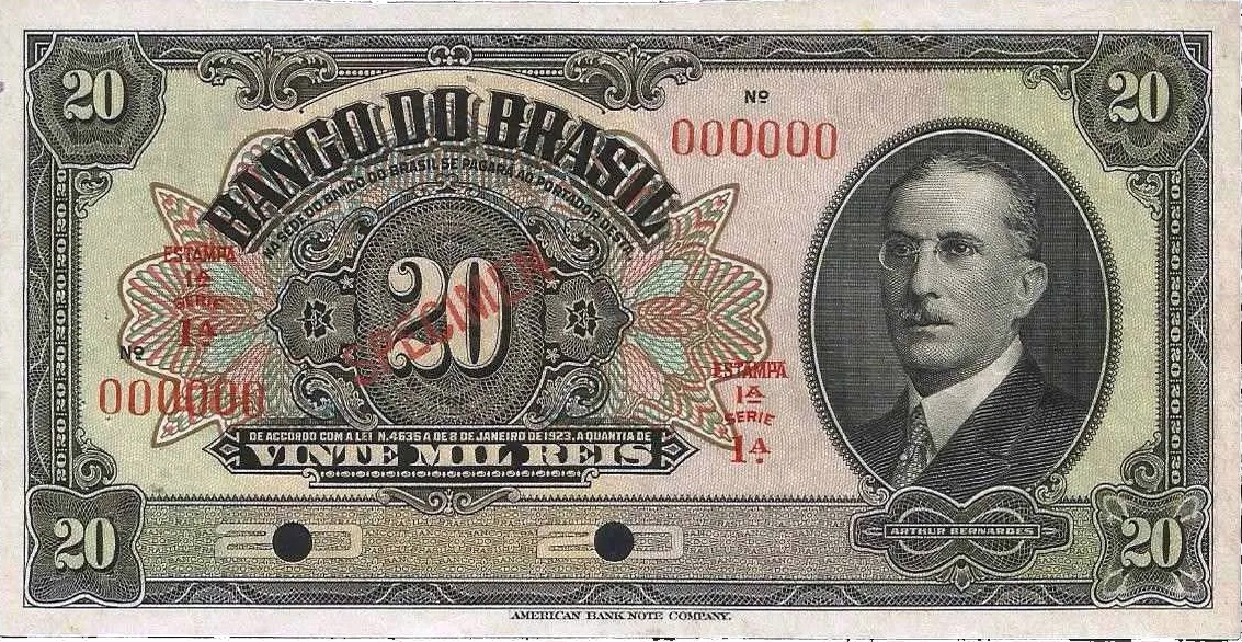 20 mil-réis (1923) - 1923-1930 Banco do Brasil, Espécimes
