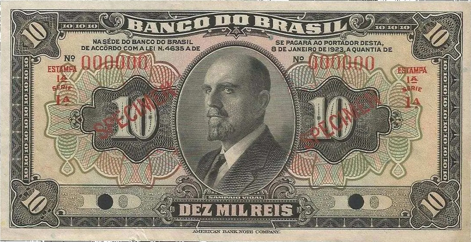 10 mil-réis (1923) - 1923-1930 Banco do Brasil, Espécimes