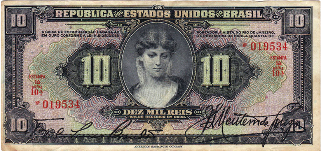 10 mil-réis (1926) - 1925-1927 Caixa de Estabilização, American Bank Note