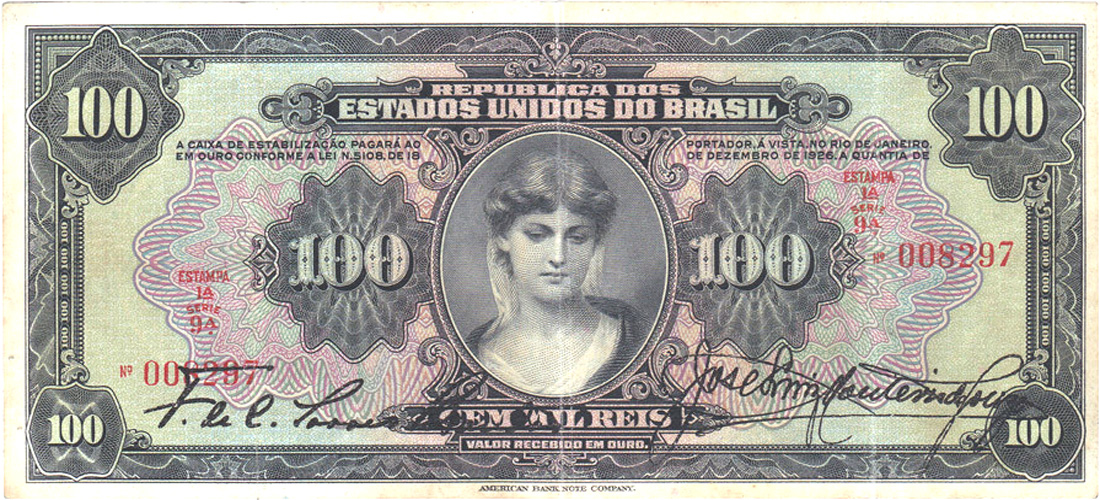 100 mil-réis (1926) - 1925-1927 Caixa de Estabilização, American Bank Note
