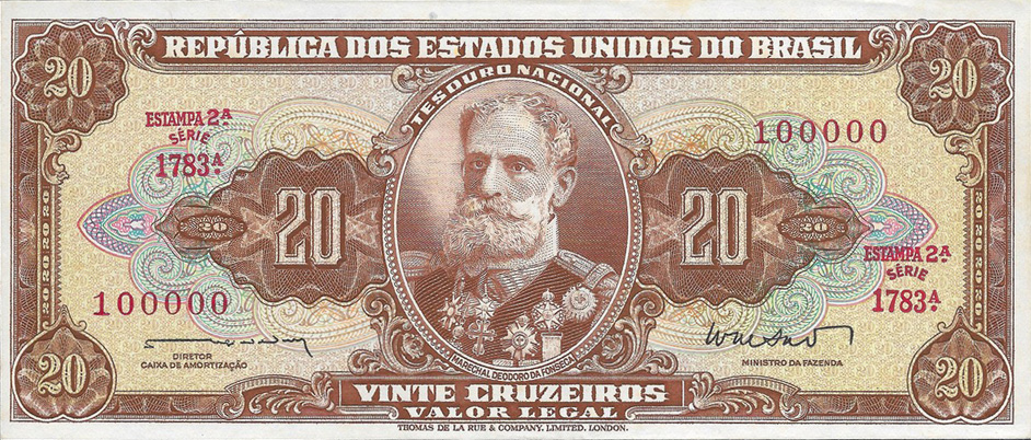 Anverso de 20 cruzeiros (1962) Anverso de 20 cruzeiros (1962) - 1948-1968 Cruzeiros, Thomas de la Rue