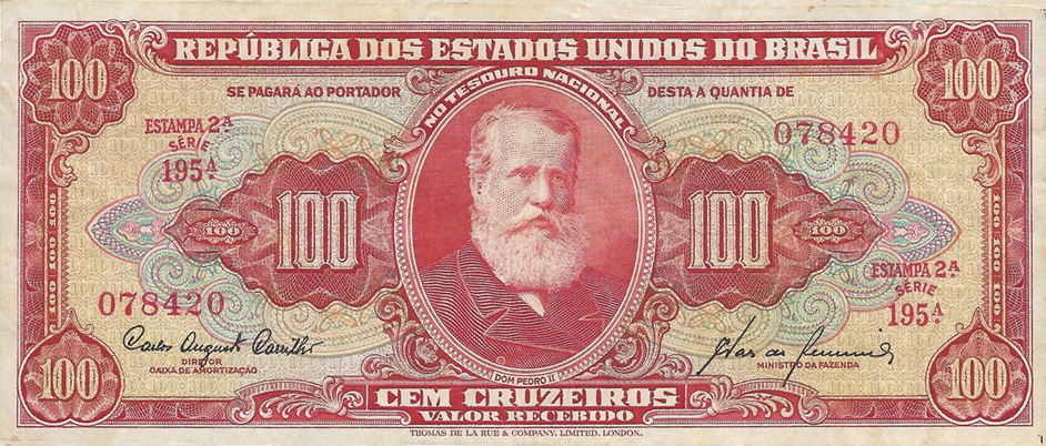 100 cruzeiros (1960) - 1948-1968 Cruzeiros, Thomas de la Rue