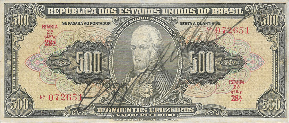 500 cruzeiros (1948) - 1948-1968 Cruzeiros, Thomas de la Rue