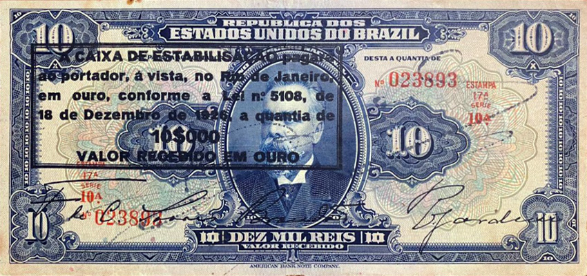 10 mil-réis (1925) - 1925-1927 Caixa de Estabilização, American Bank Note