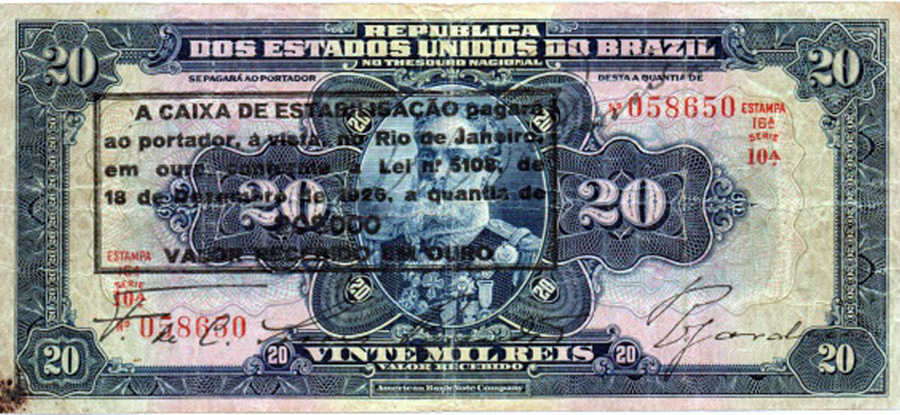 20 mil-réis (1925) - 1925-1927 Caixa de Estabilização, American Bank Note