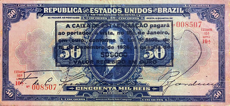 50 mil-réis (1925) - 1925-1927 Caixa de Estabilização, American Bank Note