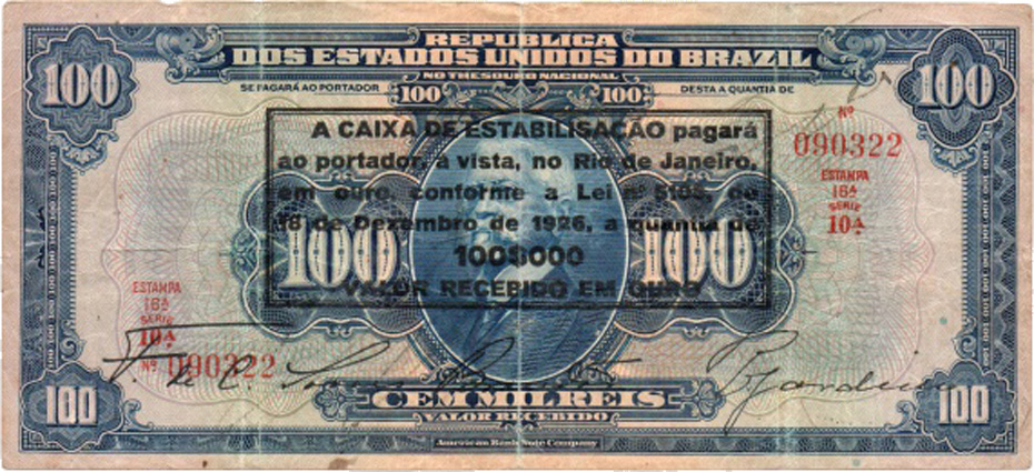 100 mil-réis (1925) - 1925-1927 Caixa de Estabilização, American Bank Note
