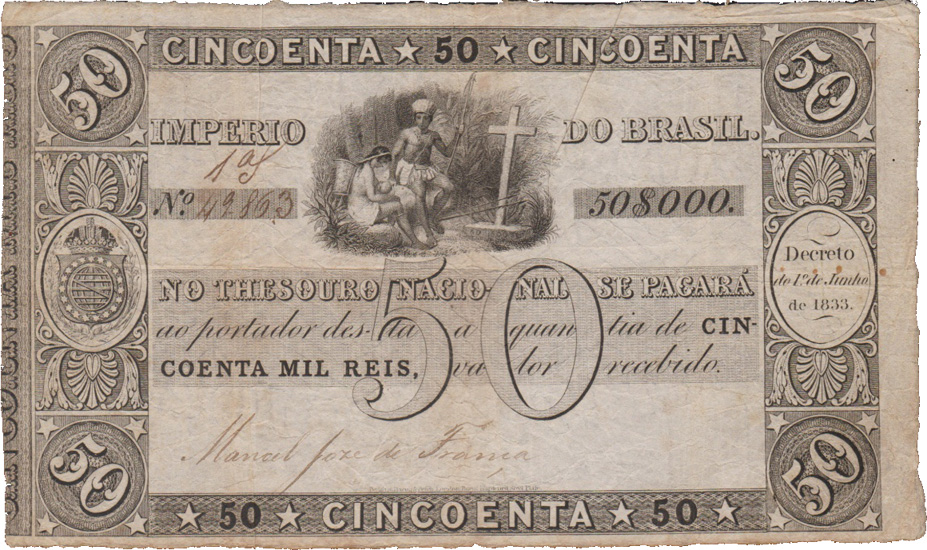 50 mil-réis (1835) - 1835-1836 Tesouro Nacional, Perkins Bacon & Petch¹