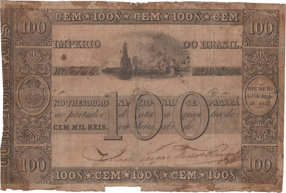 100 mil-réis (1835) - 1835-1836 Tesouro Nacional, Perkins Bacon & Petch¹
