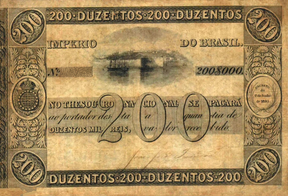 200 mil-réis (1835) - 1835-1836 Tesouro Nacional, Perkins Bacon & Petch¹