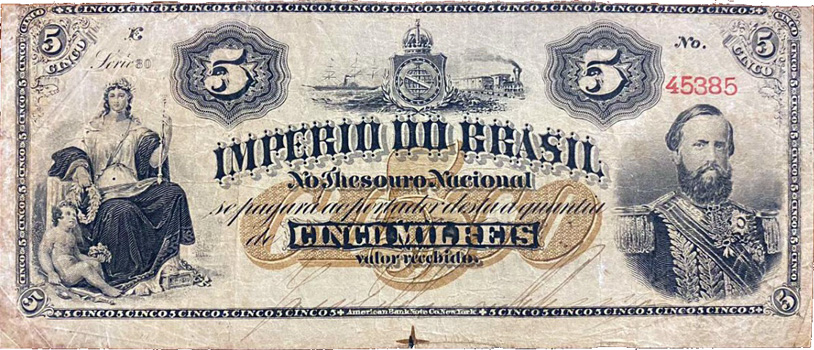 5 mil-réis (1869-1874) - 1869-1889 Tesouro Nacional, American Bank Note¹