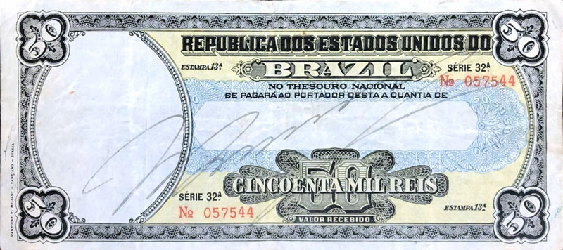 50 mil-réis (1915) - 1909-1918 Tesouro Nacional, Cartieri P. Milani