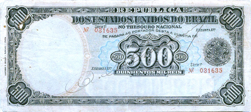 500 mil-réis (1917) - 1909-1918 Tesouro Nacional, Cartieri P. Milani