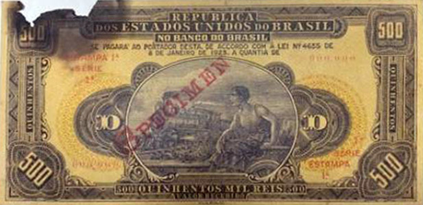 500 mil-réis (1923) - 1923-1930 Banco do Brasil