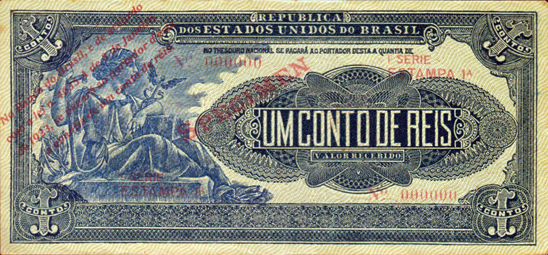 1 conto de réis (1923) - 1923-1930 Banco do Brasil