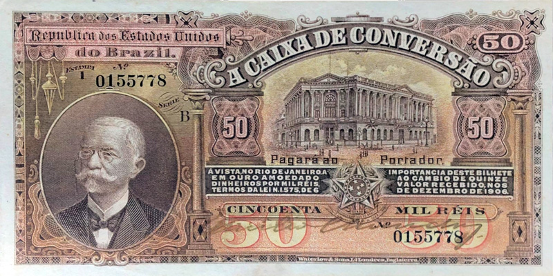 50 mil-réis (1908) - 1907-1931 Caixa de Conversão