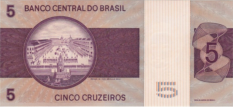 Reverso de 5 cruzeiros (1970) - 1970-1985 Cruzeiros, 2ª. vez - 1ª. família
