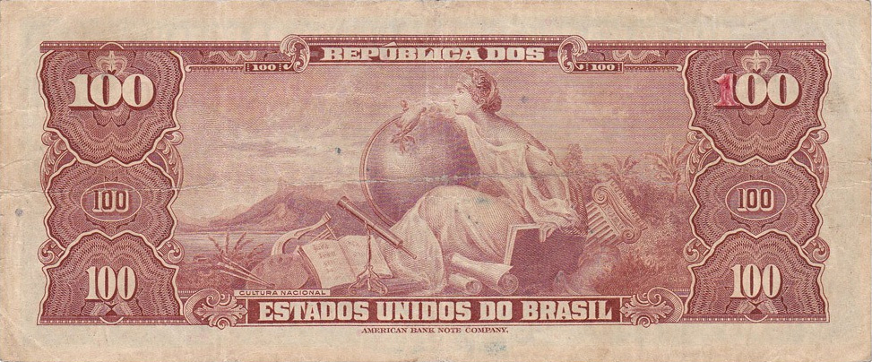 Reverso de 100 cruzeiros (1943) - 1943-1968 Cruzeiros, American Bank Note