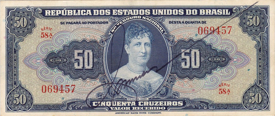 Anverso de 50 cruzeiros (1943) - 1943-1968 Cruzeiros, American Bank Note