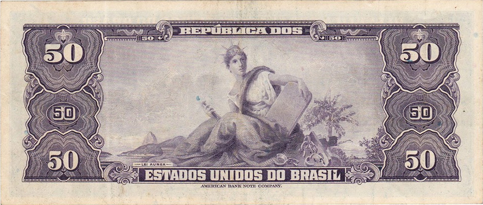 Reverso de 50 cruzeiros (1943) - 1943-1968 Cruzeiros, American Bank Note