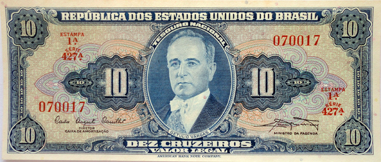 Anverso de 10 cruzeiros (1961-1963) - 1943-1968 Cruzeiros, American Bank Note