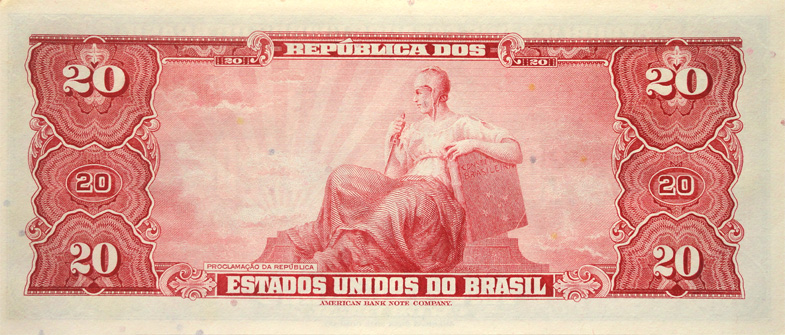 Reverso de 20 cruzeiros (1961-1963) - 1943-1968 Cruzeiros, American Bank Note